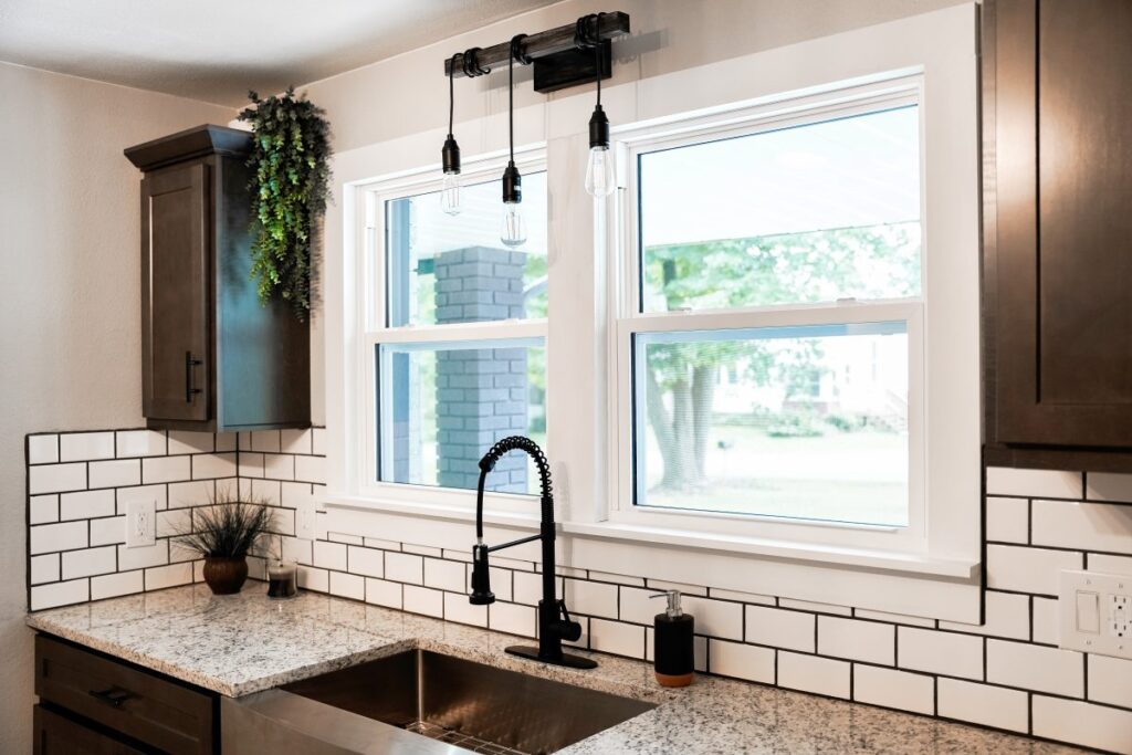 ProVia EcoLite Double Hung windows look beautiful in this Kitchen