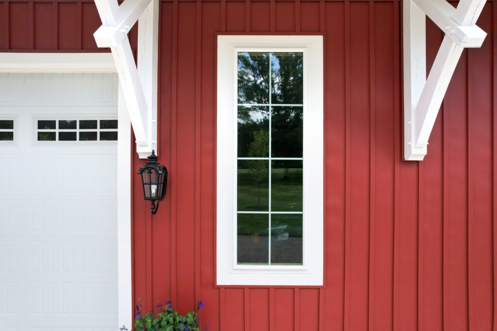 ProVia EcoLite white picture windows in barn/shop installed by Artisan Windows & Doors in Paris, KY