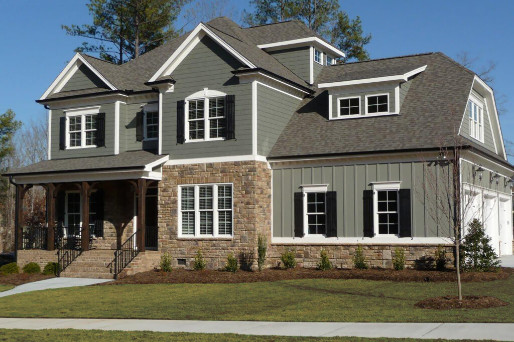 ProVia CedarMax Siding with Buckingham Limestone and Endure Double Hung Replacement Windows